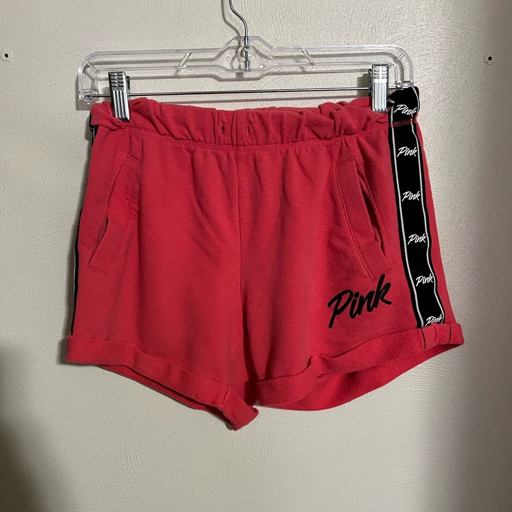PINK VICTORIA'S SECRET Fleece No Drawstring Shorts Pink Black White Wms Sz‎ XS